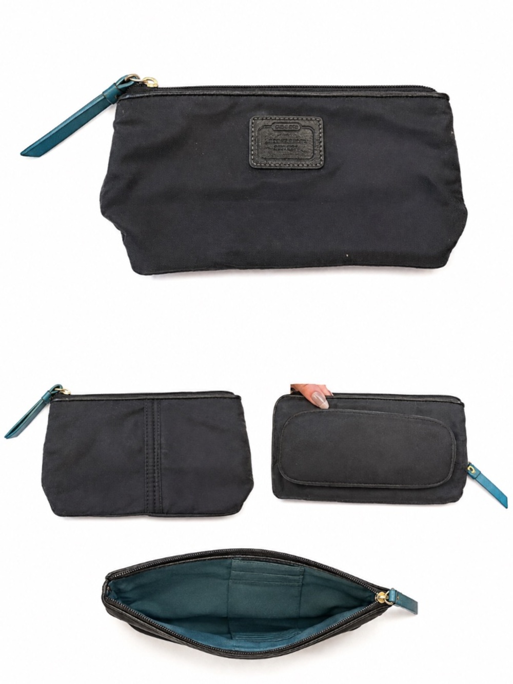 Garage Blowout Coach Black Nylon Travel Wallet Organizer Teal